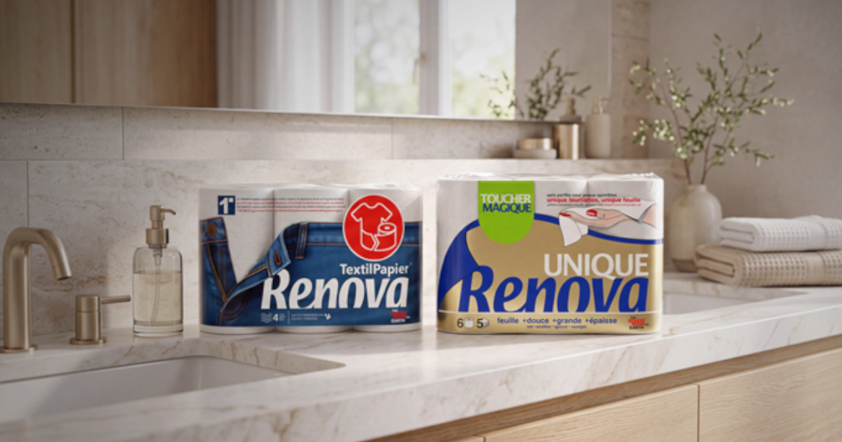 Renova lidera recomendações dos consumidores franceses com papel higiénico feito de fibras têxteis recicladas
