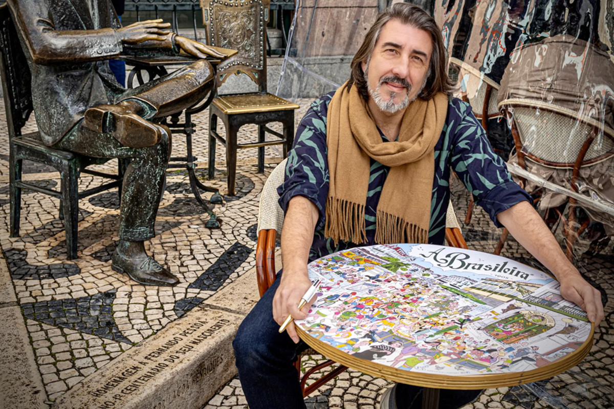 Toalhas da Brasileira do Chiado têm assinatura do ilustrador Nuno Saraiva 