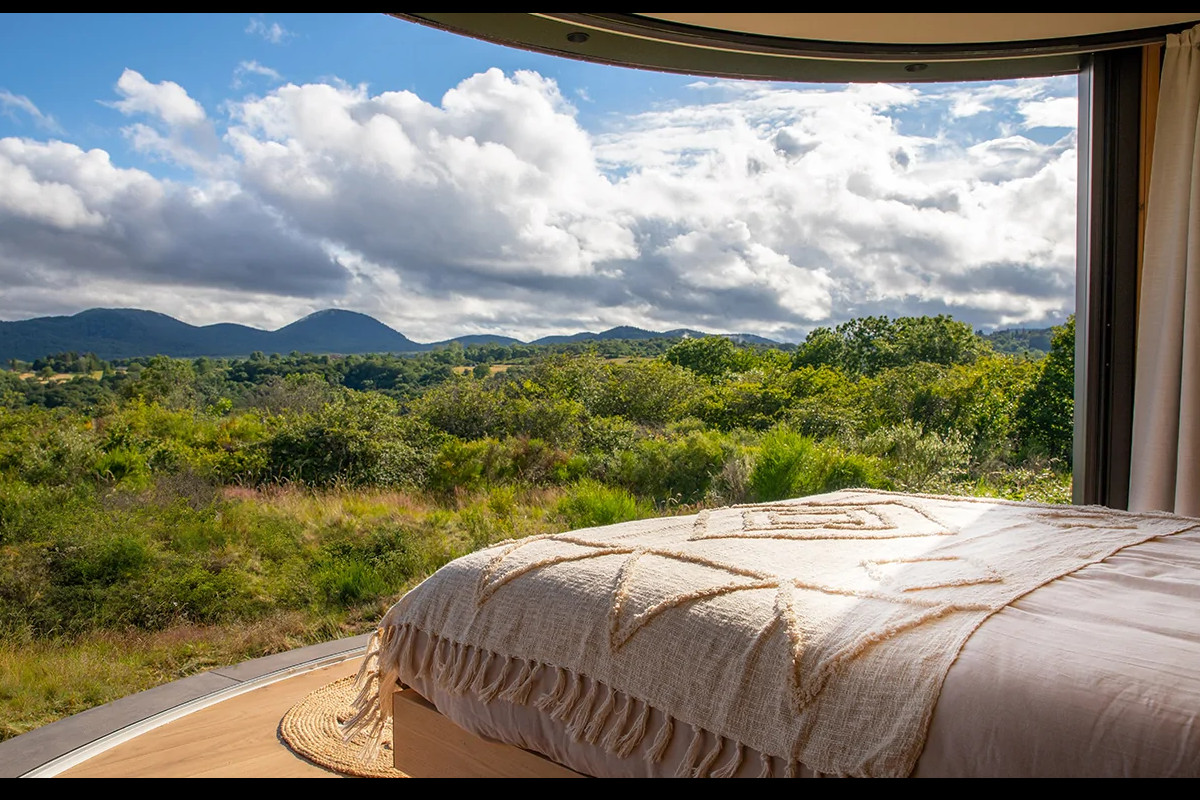 Uma estadia ecológica com vista para vulcões