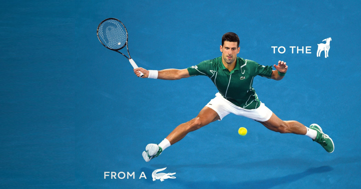 Lacoste troca clássico crocodilo por cabra para celebrar Novak Djokovic no US Open