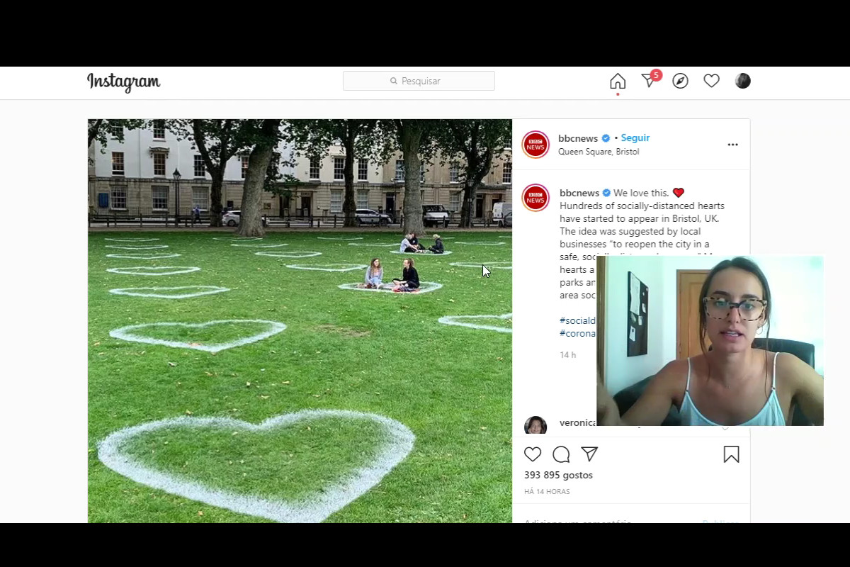 Criados corações de distanciamento social num parque em Bristol 