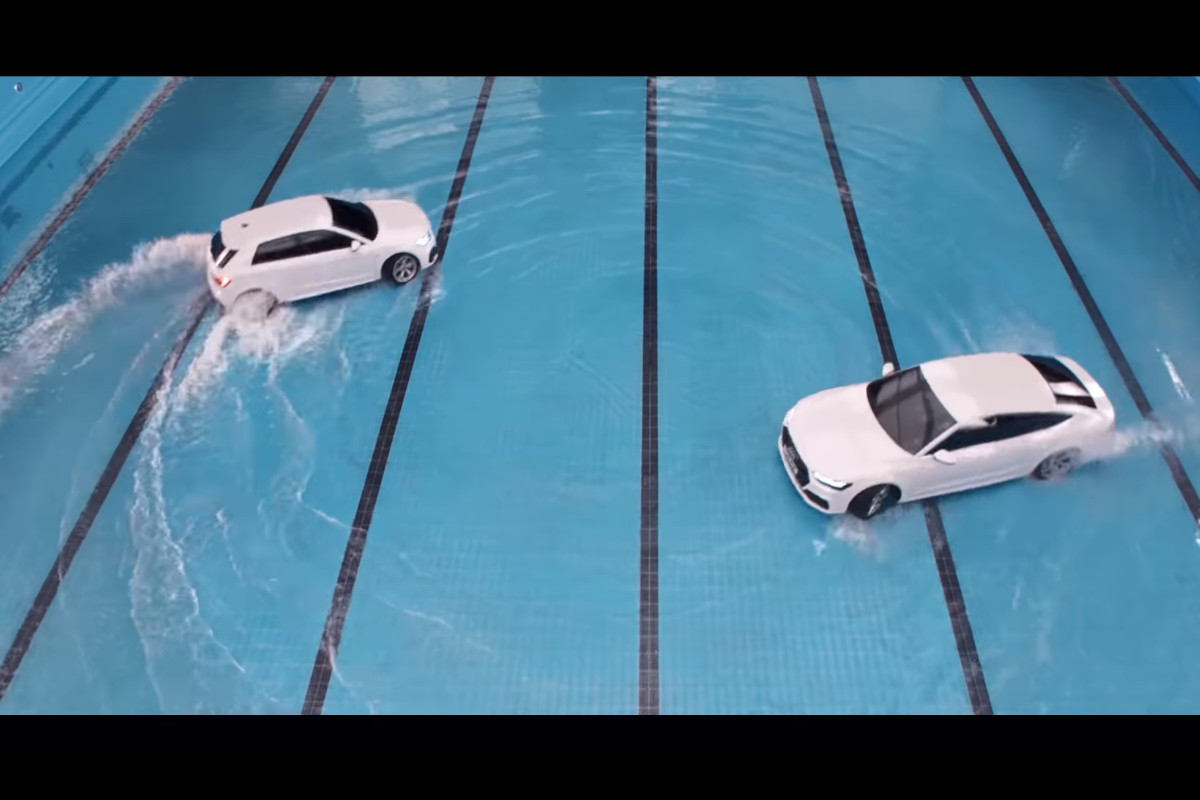 O novo anúncio da Audi foi gravado numa piscina