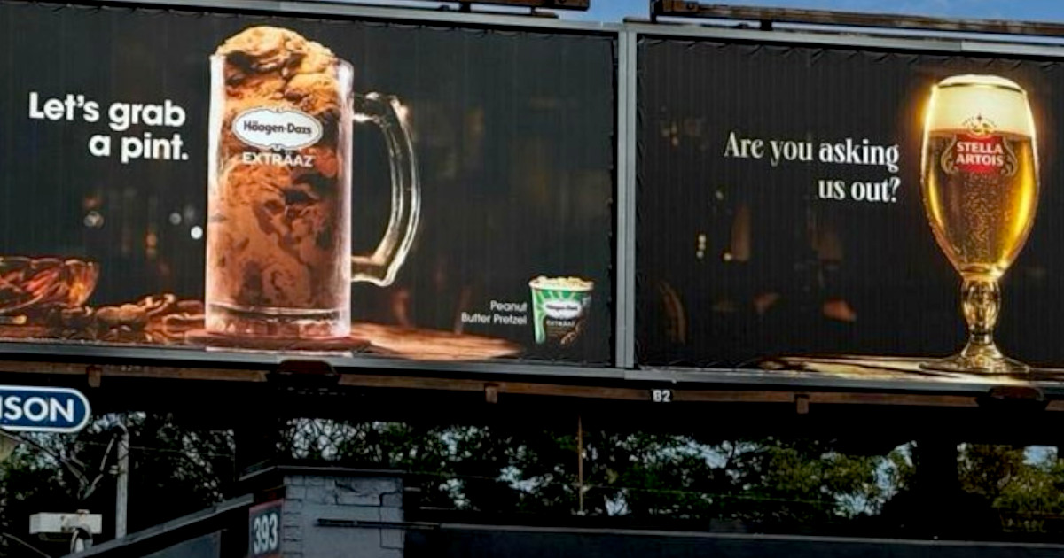 Stella Artois responde à Häagen Dazs… e transforma dois outdoors num diálogo improvável entre marcas