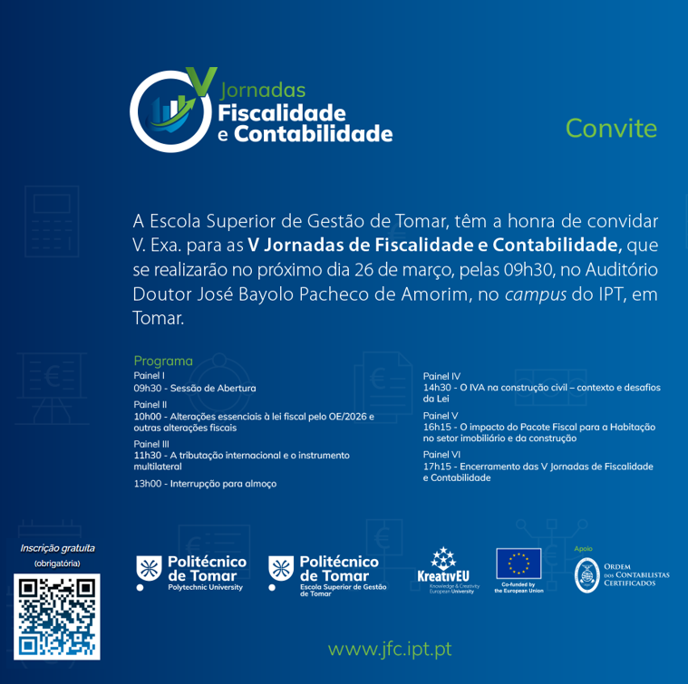 V EDIÇÃO DAS JORNADAS DE FISCALIDADE E CONTABILIDADE