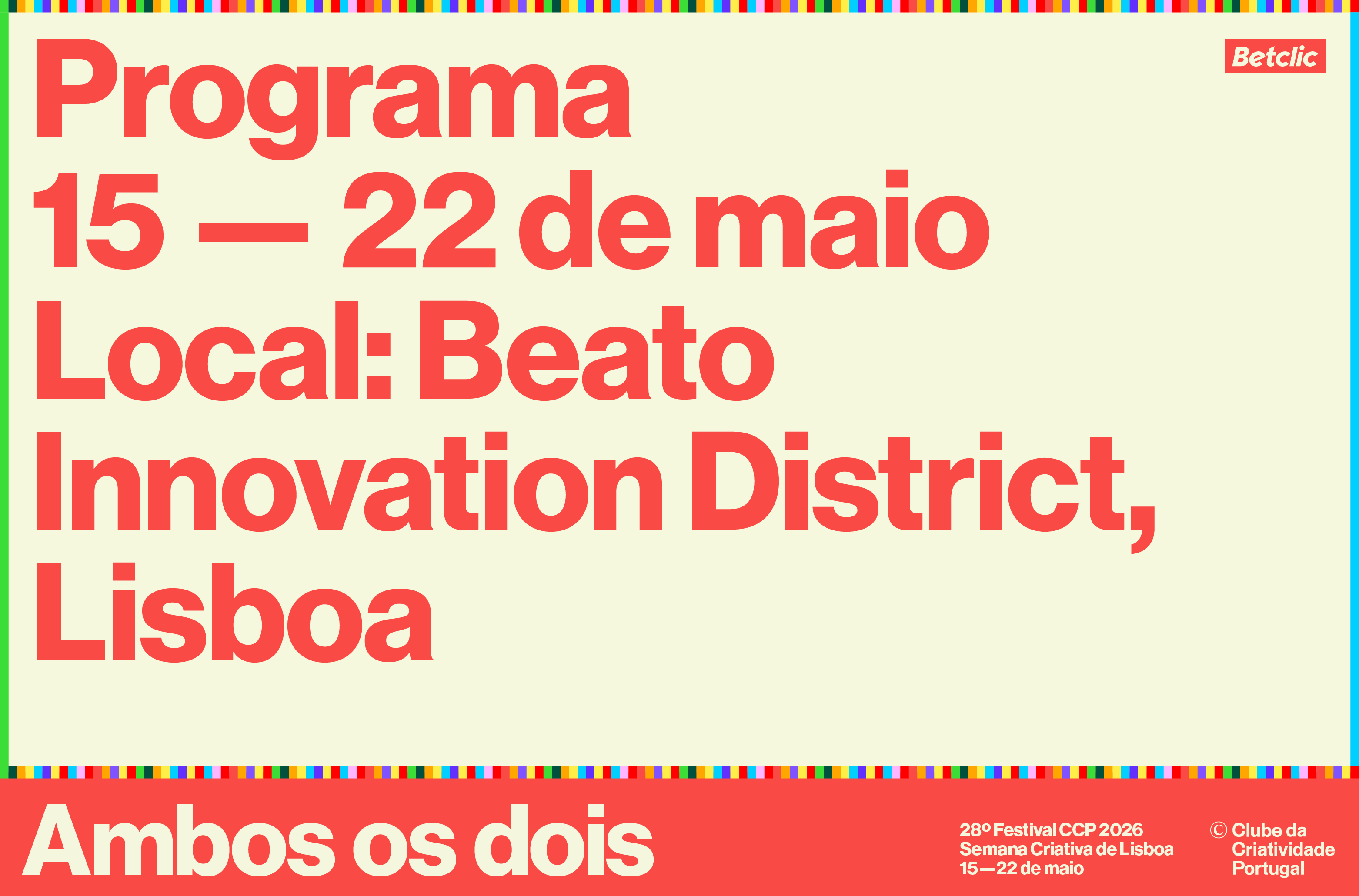 2026 O Clube apresenta o Programa do 28º Festival CCP 2026 e Semana Criativa de Lisboa