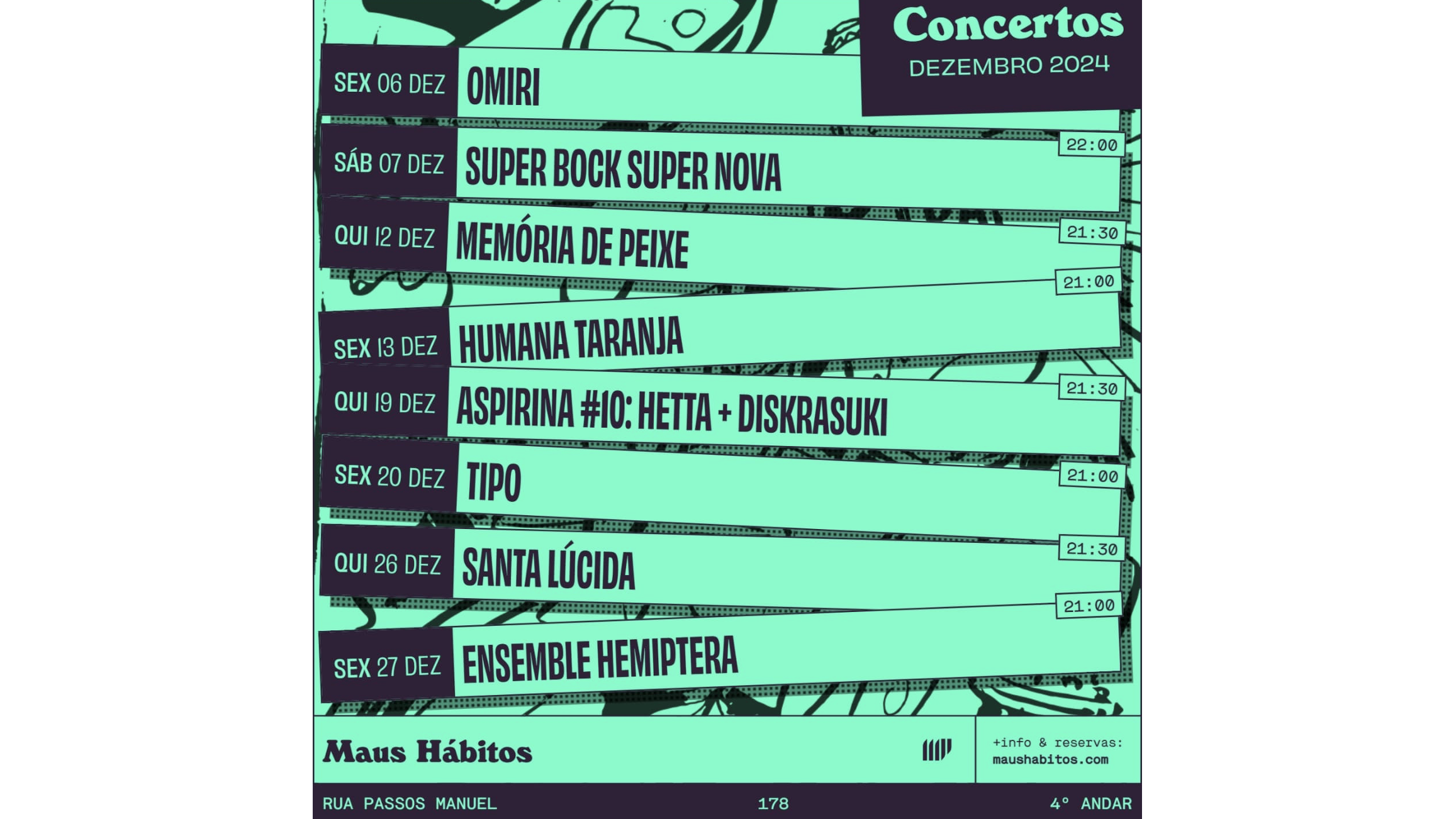 Programação de dezembro - Maus Hábito, Porto