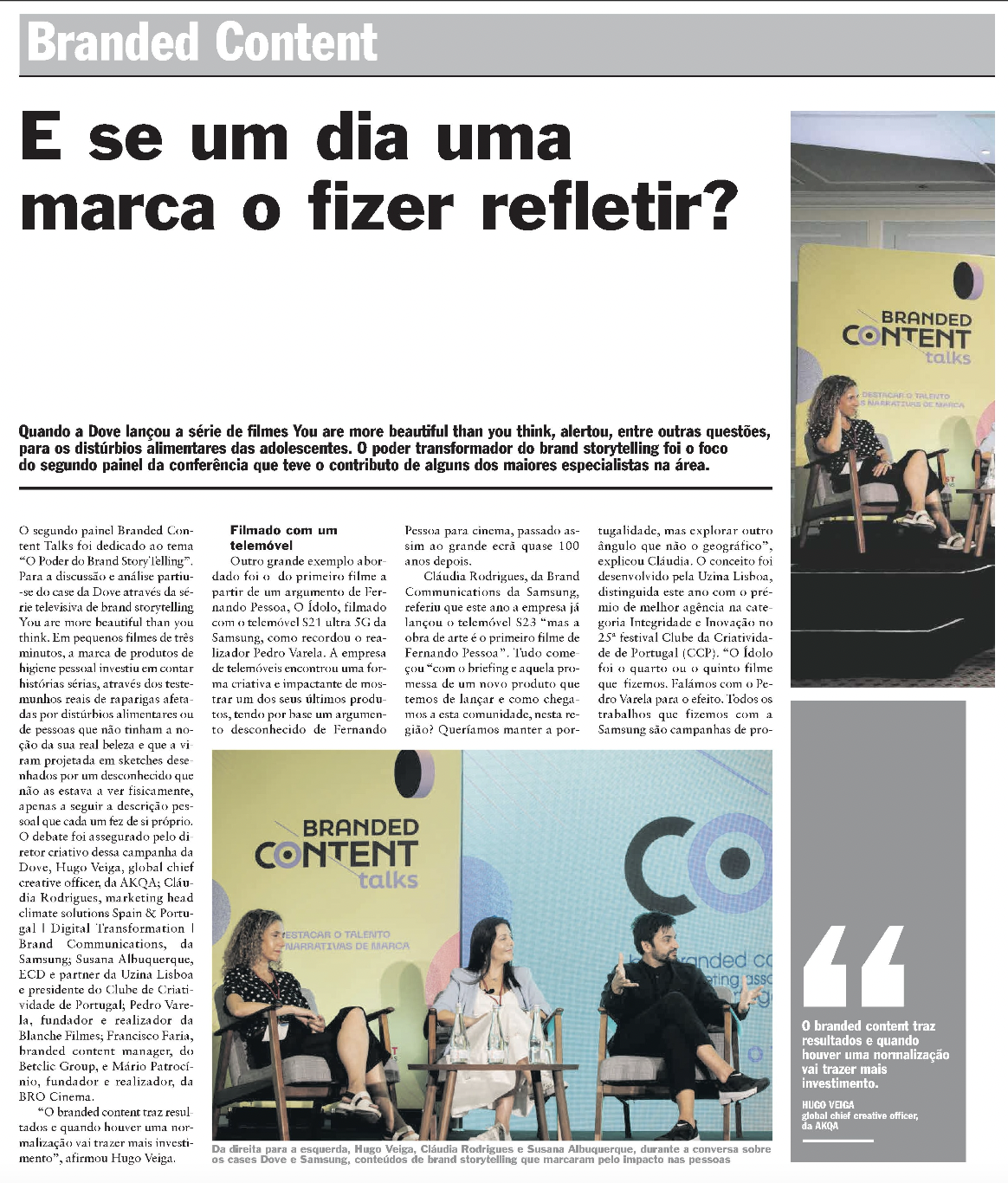 2023 &quot;E se um dia uma marca o fizer refletir?&quot; pelo Jornal de Negócios