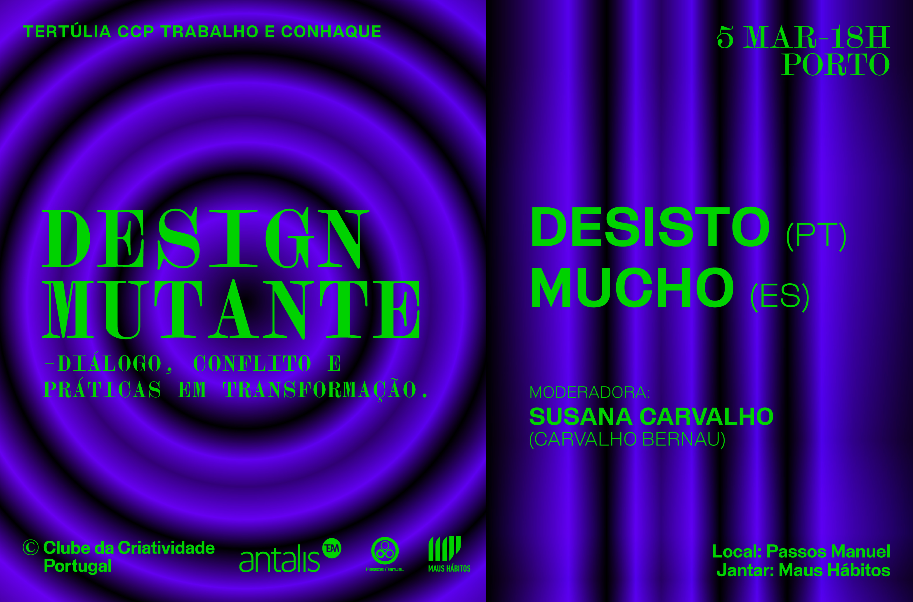 Tertúlia CCP Trabalho e Conhaque | Design Mutante: Diálogo, Conflito e Práticas em Transformação