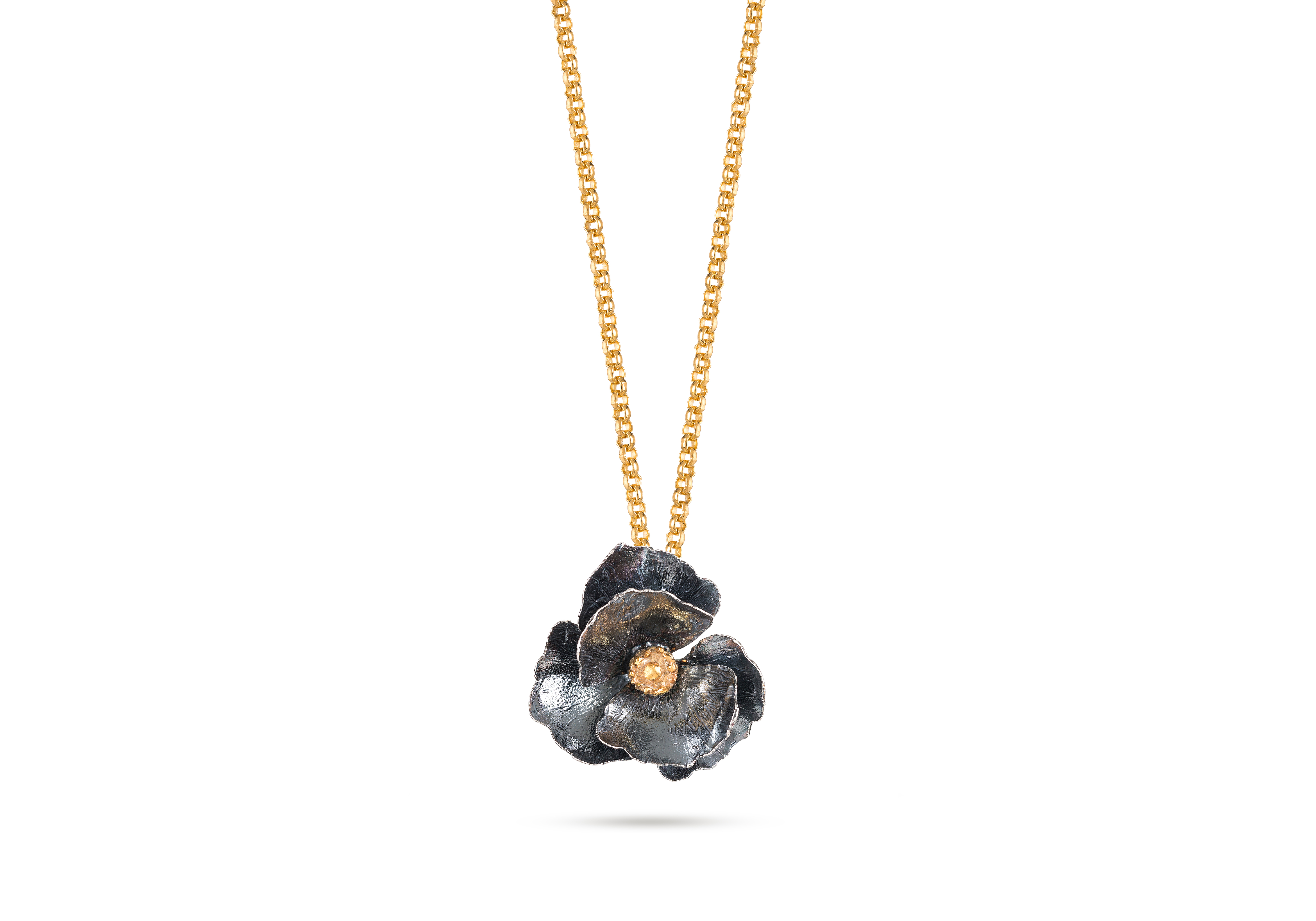 Black gold-plated poppy necklace POP-NEK3