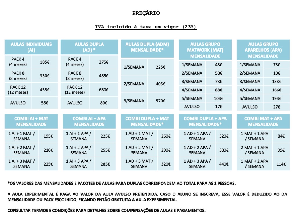 Aulas de Grupo, Serviços