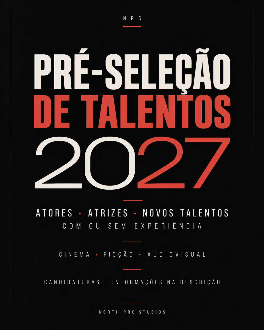 Imagem de NPS — Pré-Seleção de Atores e Atrizes para Produções 2027