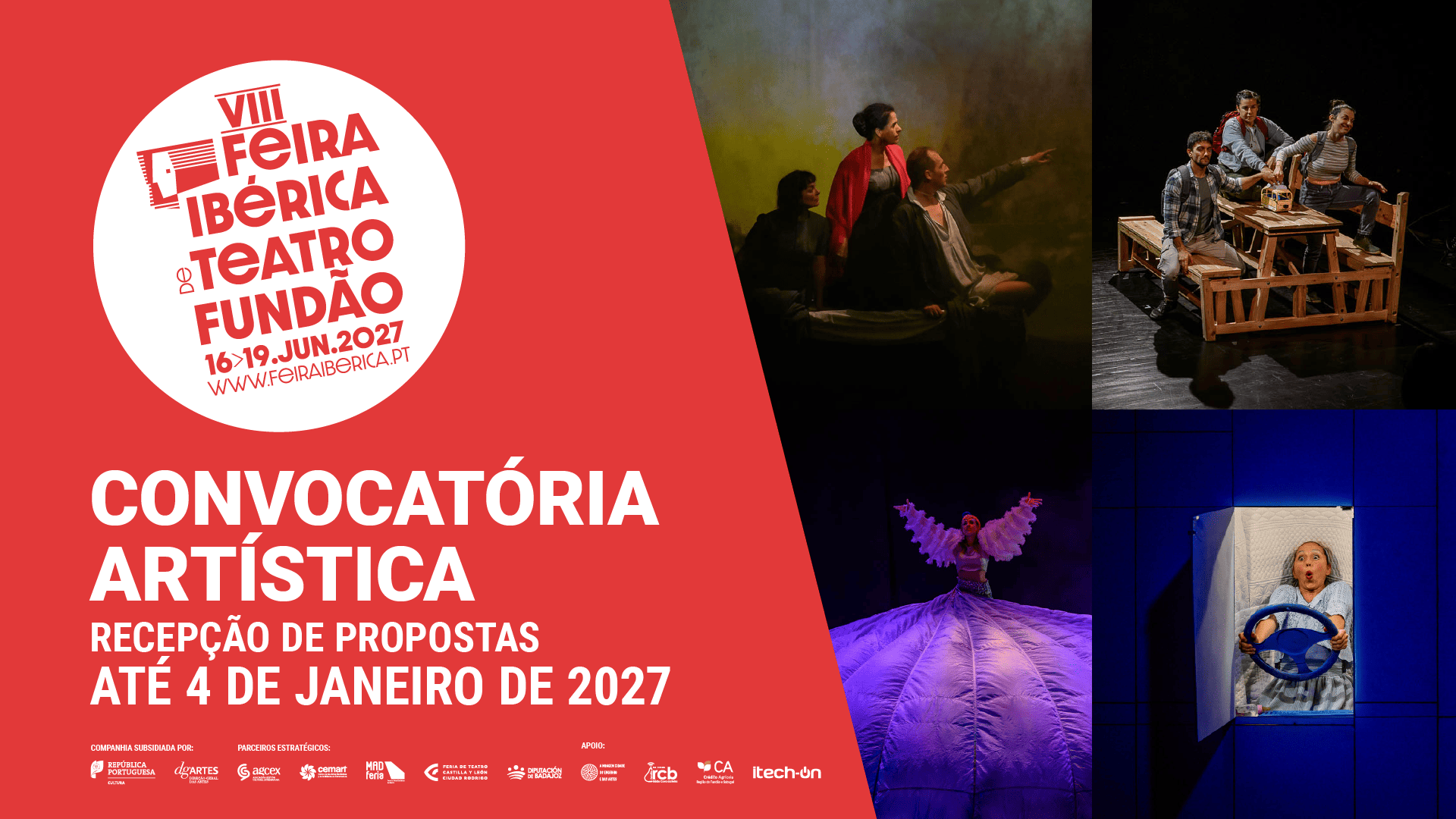 Imagem de CONVOCATÓRIA ARTÍSTICA para VIII FEIRA IBÉRICA DE TEATRO DO FUNDÃO aberta até 4 de Janeiro de 2027