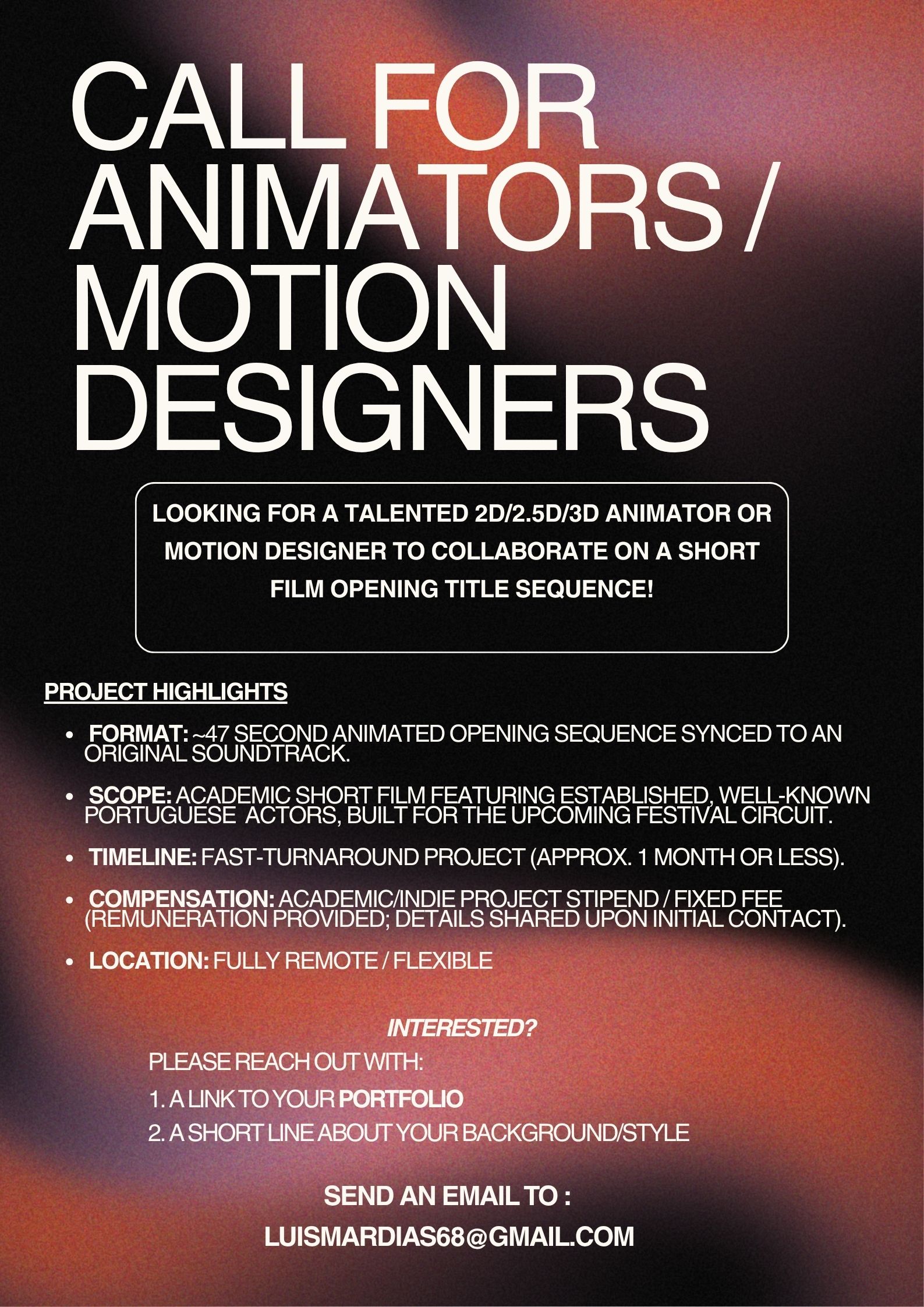 Animador / Motion Designer / 3D Artist / Animator