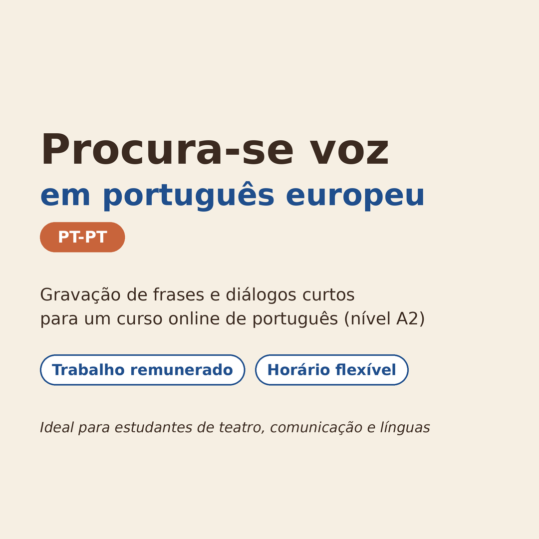 Imagem de Procura-se voz em português europeu (PT-PT)