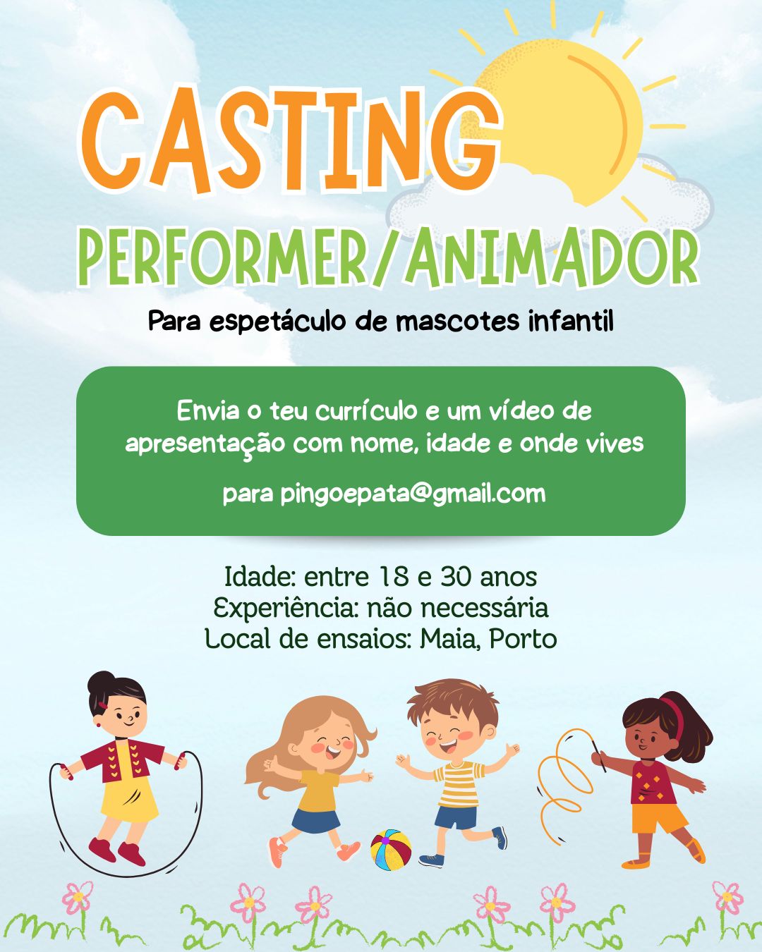 Casting | Procuramos Animadores/Performers | Maia, Porto