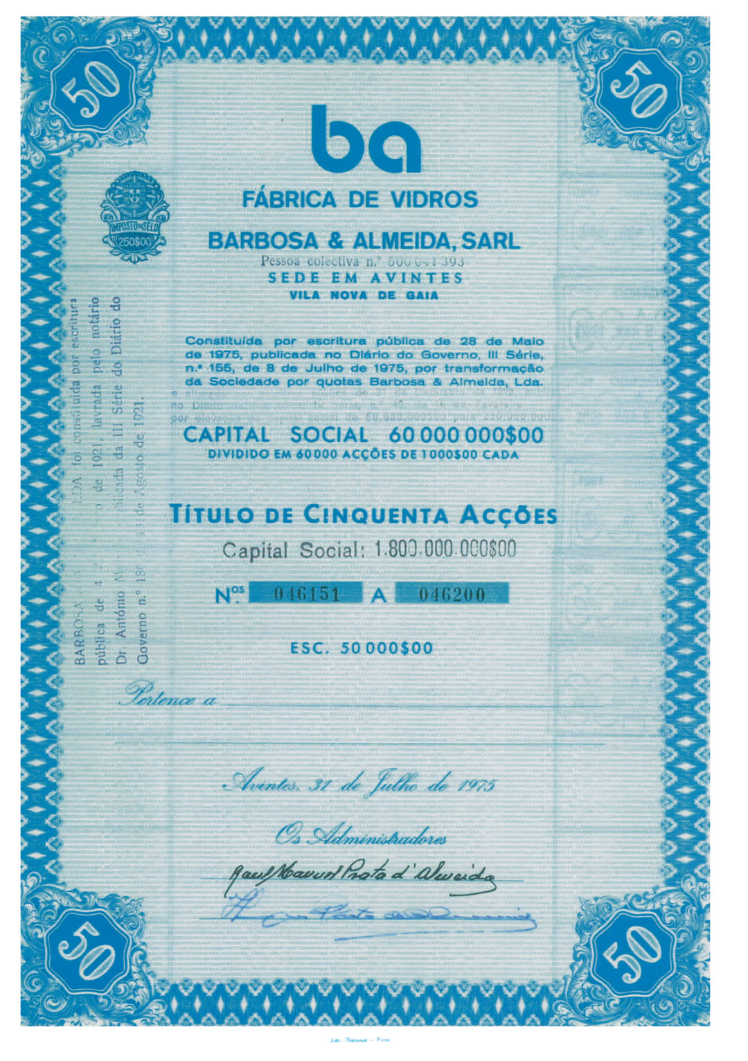 08. BA - Fábrica de Vidros Barbosa &amp; Almeida, SARL