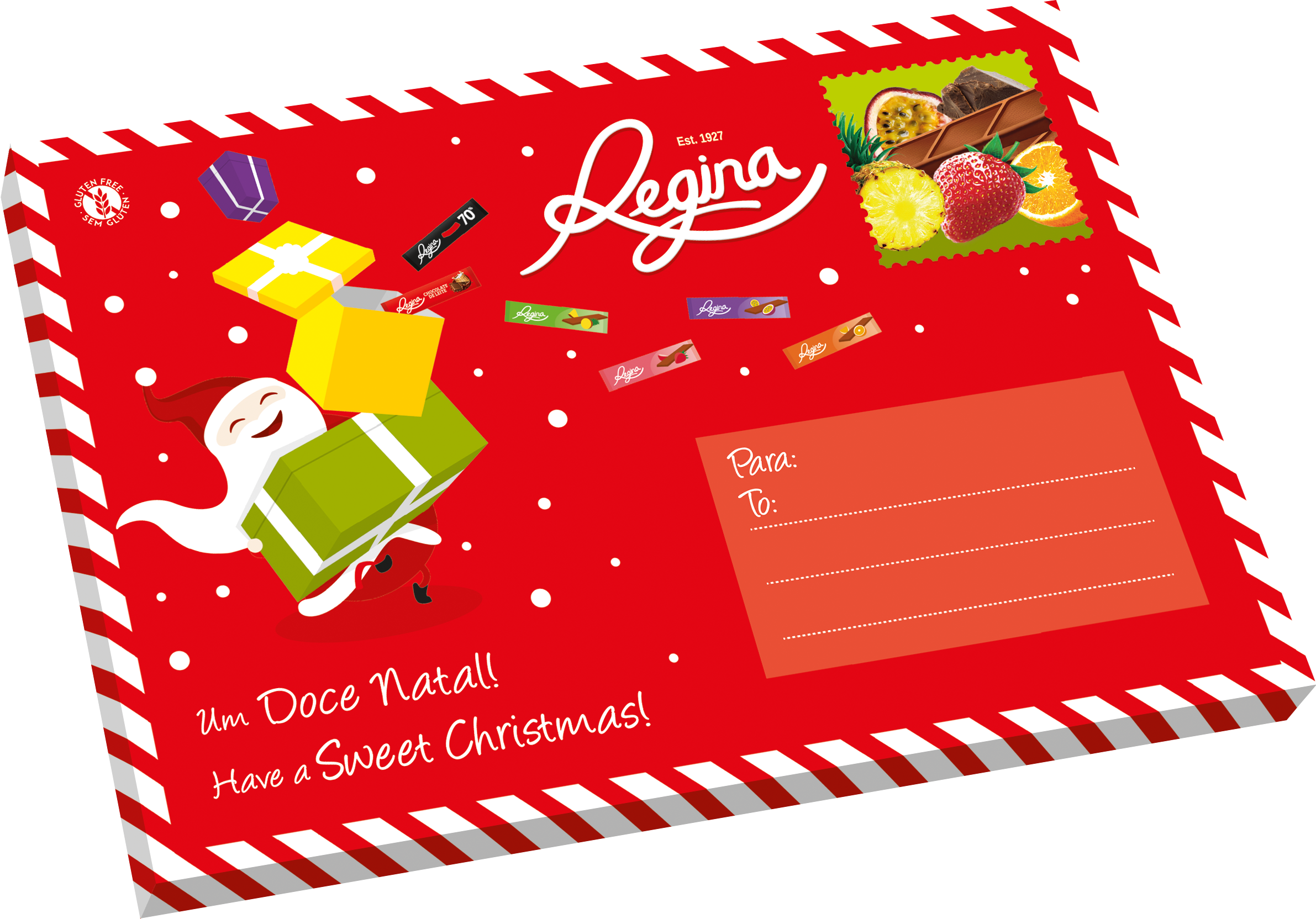 FNT - 13 - Postal de Natal c/ Sortido de Tabletes de Chocolate de Leite e Sabores a Fruta